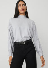 Ann Taylor Petite Embellished-Sleeve Mock-Neck Top