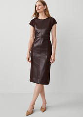 Ann Taylor Petite Faux Leather Mixed Media Dress