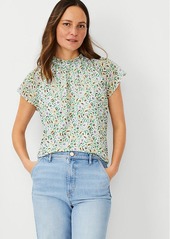 Ann Taylor Petite Floral Shirred Raglan Top