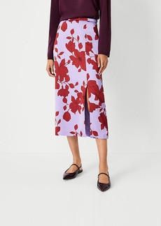 Ann Taylor Petite Floral Slit Column Slip Skirt