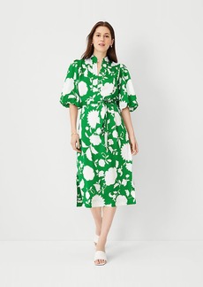 Ann Taylor Petite Floral Split Neck Midi Dress