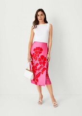 Ann Taylor Petite Floral Wrap Column Midi Skirt