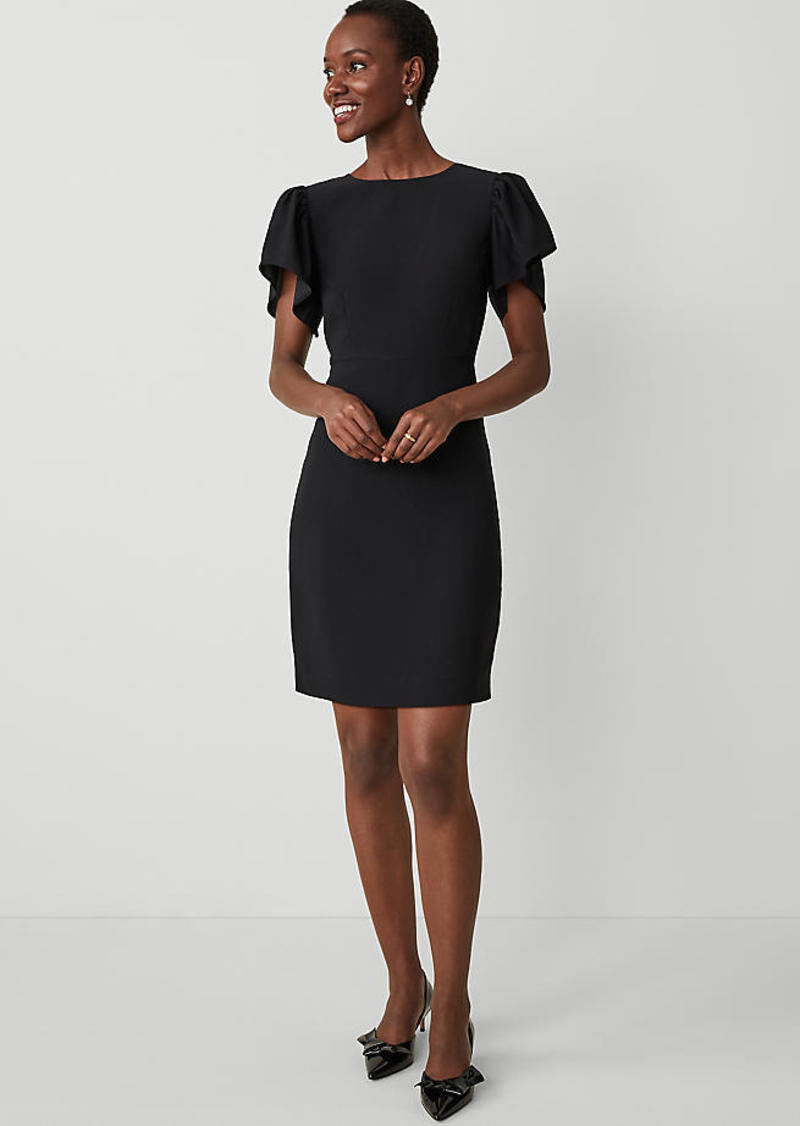 Ann Taylor Petite Flutter Sleeve Flare Dress