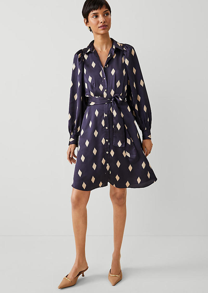 Ann Taylor Petite Geo Collared Belted Shirtdress