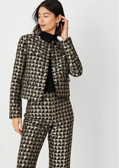 Ann Taylor Petite Geo Shimmer Jacquard Cropped Jacket