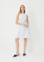 Ann Taylor Petite Geo Georgette Belted Flare Dress