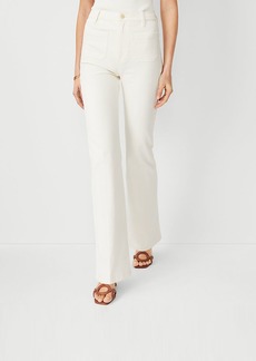 Ann Taylor Petite High Rise Patch Pocket Flare Jeans in Ivory