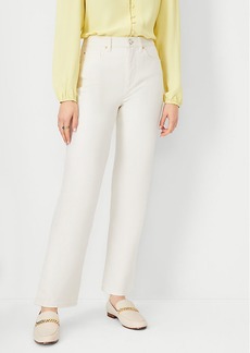 Ann Taylor Petite High Rise Straight Jeans in Ivory