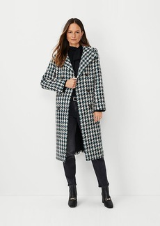 Ann Taylor Petite Houndstooth Funnel Neck Double Breasted Coat
