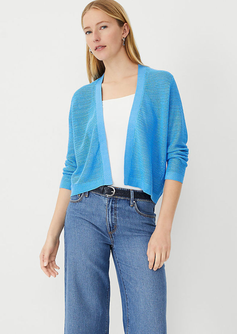 Ann Taylor Petite Mesh Stitch Open Cardigan