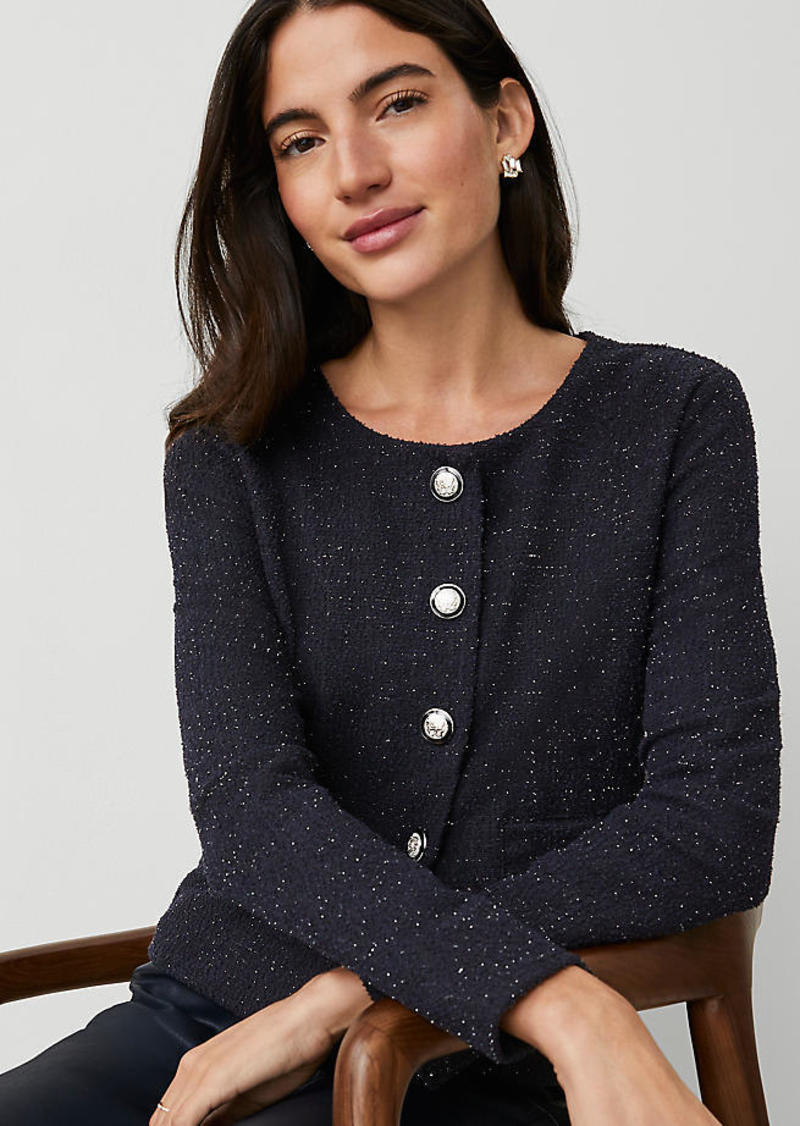 Ann Taylor Petite Metallic Shimmer Button Jacket