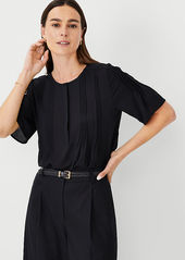 Ann Taylor Petite Mixed Media Pintucked Blouse