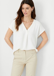 Ann Taylor Petite Mixed Media Pleat Front Top