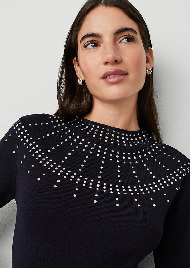 Ann Taylor Petite Embellished Mock Neck Sweater Tee