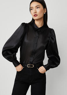 Ann Taylor Petite Organza Voluminous Collared Shirt