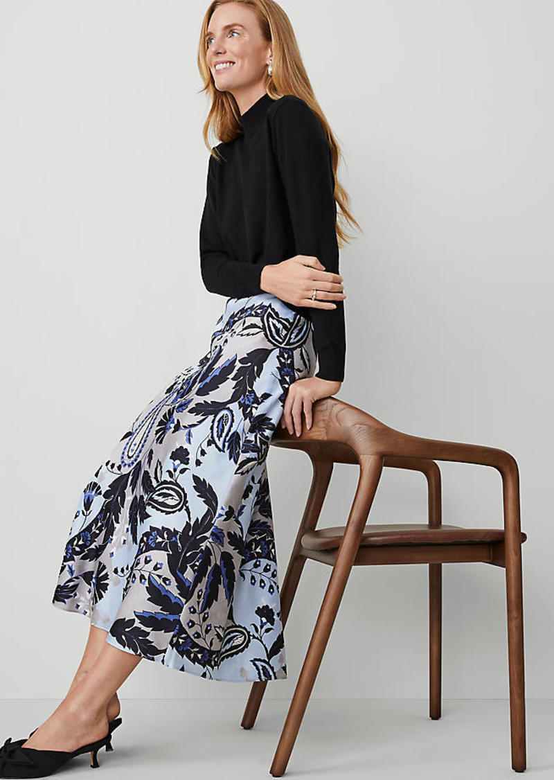 Ann Taylor Petite Paisley Bias Midi Slip Skirt