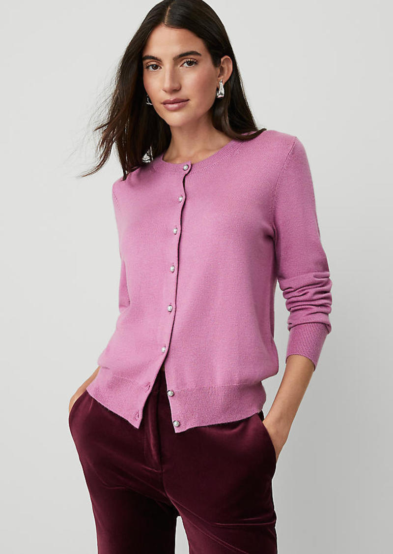 Ann Taylor Petite Pearlized Button Ann Cardigan