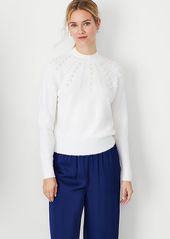 Ann Taylor Petite Pearlized Mock Neck Sweater