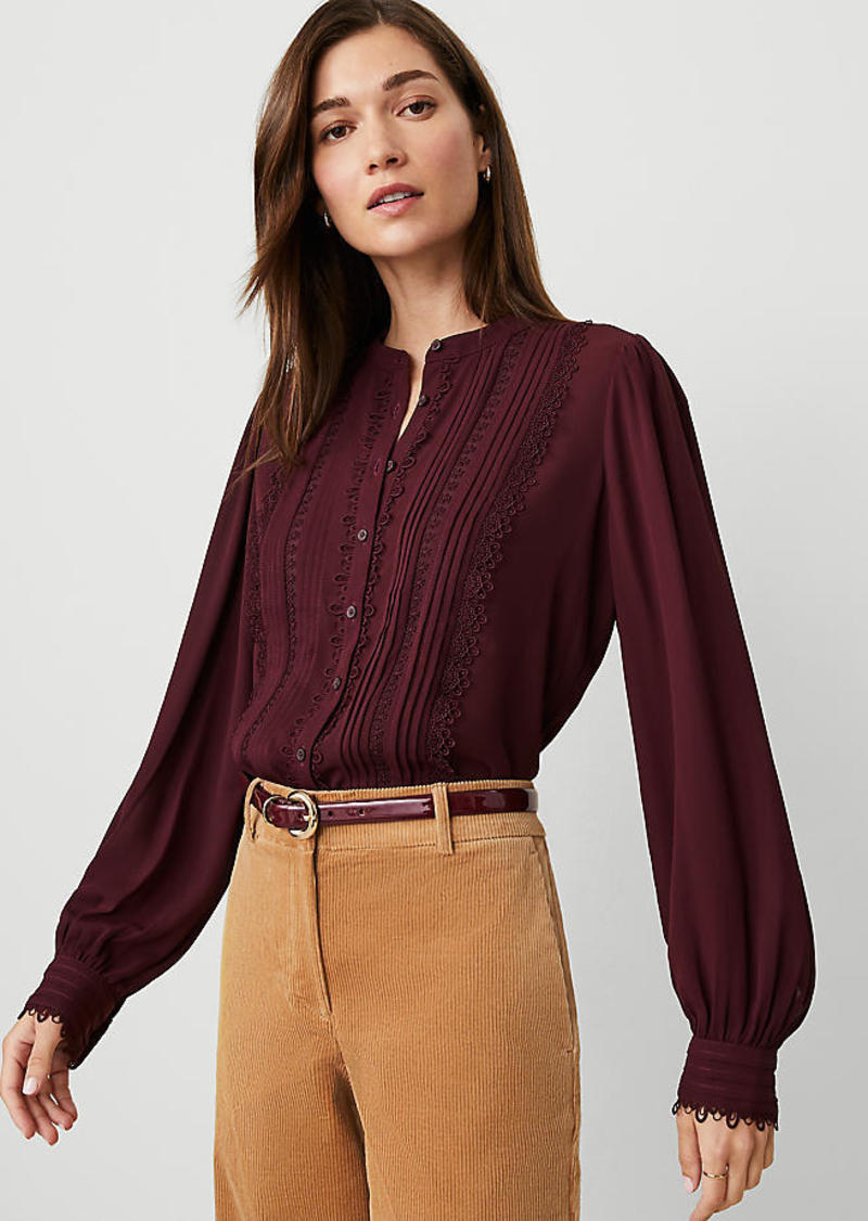 Ann Taylor Petite Pintuck Button Down Blouse