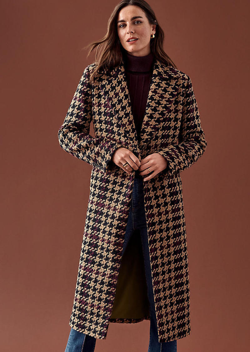 Ann Taylor Petite Plaid Long Double Breasted Coat