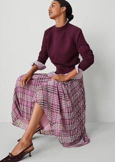 Ann Taylor Petite Plaid Pleated Midi Skirt