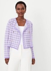 Ann Taylor Petite Plaid Stitch Sweater Jacket