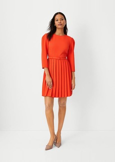 Ann Taylor Petite Pleated Belted Flare Dress