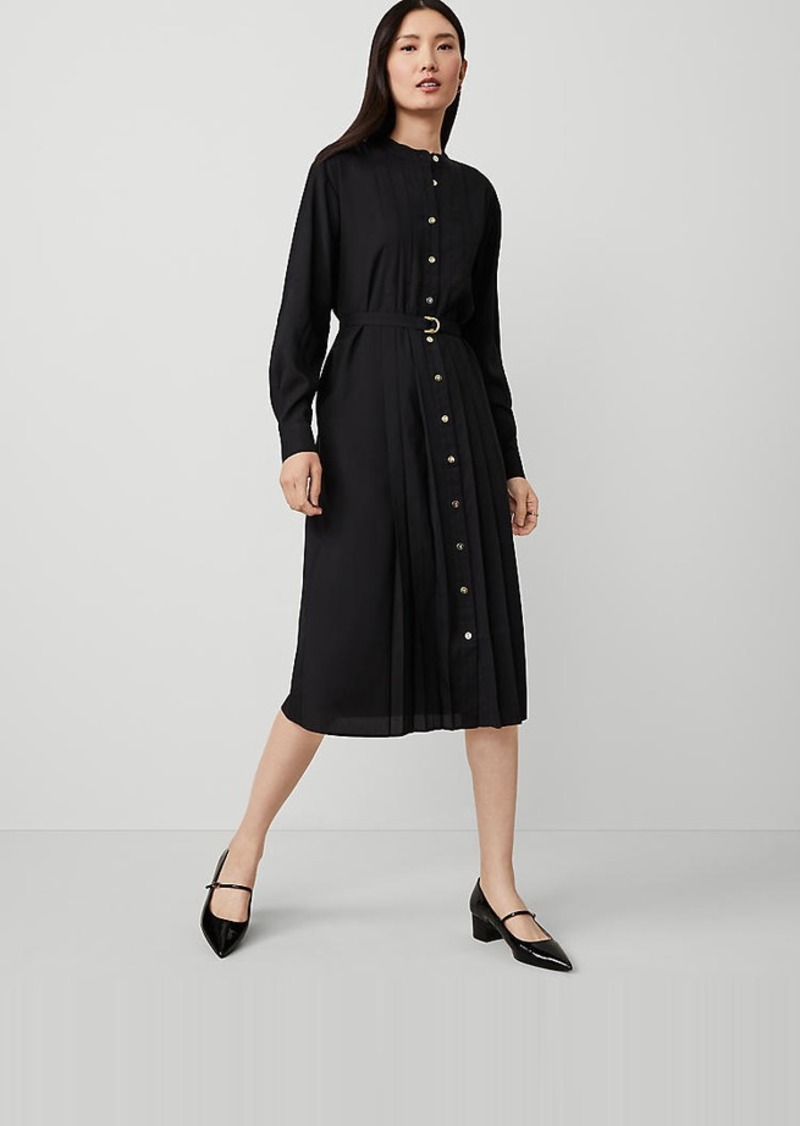 Ann Taylor Petite Pleated Belted Midi Shirtdress