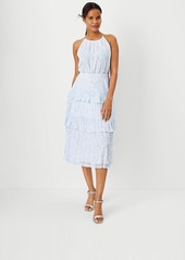 Ann Taylor Petite Pleated Halter Flare Dress