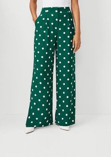 Ann Taylor The Petite Pleated Wide Leg Pant in Dotted Crepe