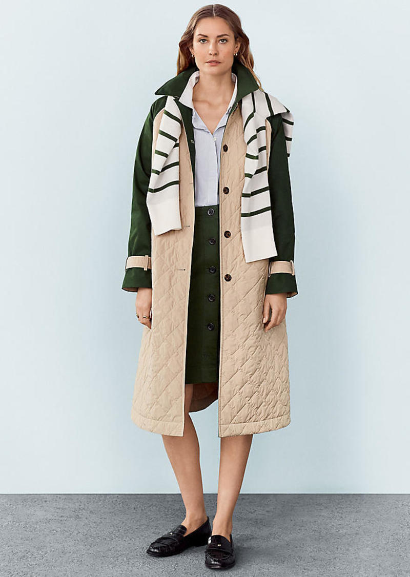 Ann Taylor Petite Quilted Mixed Media Mac Coat