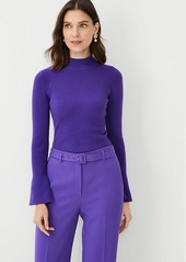 Ann Taylor Petite Ribbed Button Cuff Sweater