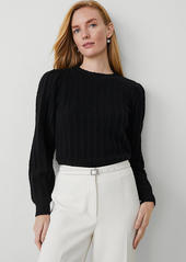 Ann Taylor Petite Ribbed Puff-Sleeve Sweater