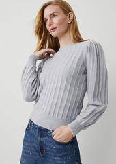 Ann Taylor Petite Ribbed Puff-Sleeve Sweater