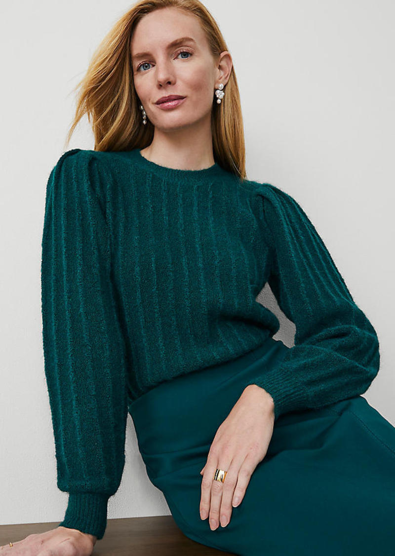 Ann Taylor Petite Ribbed Puff-Sleeve Sweater