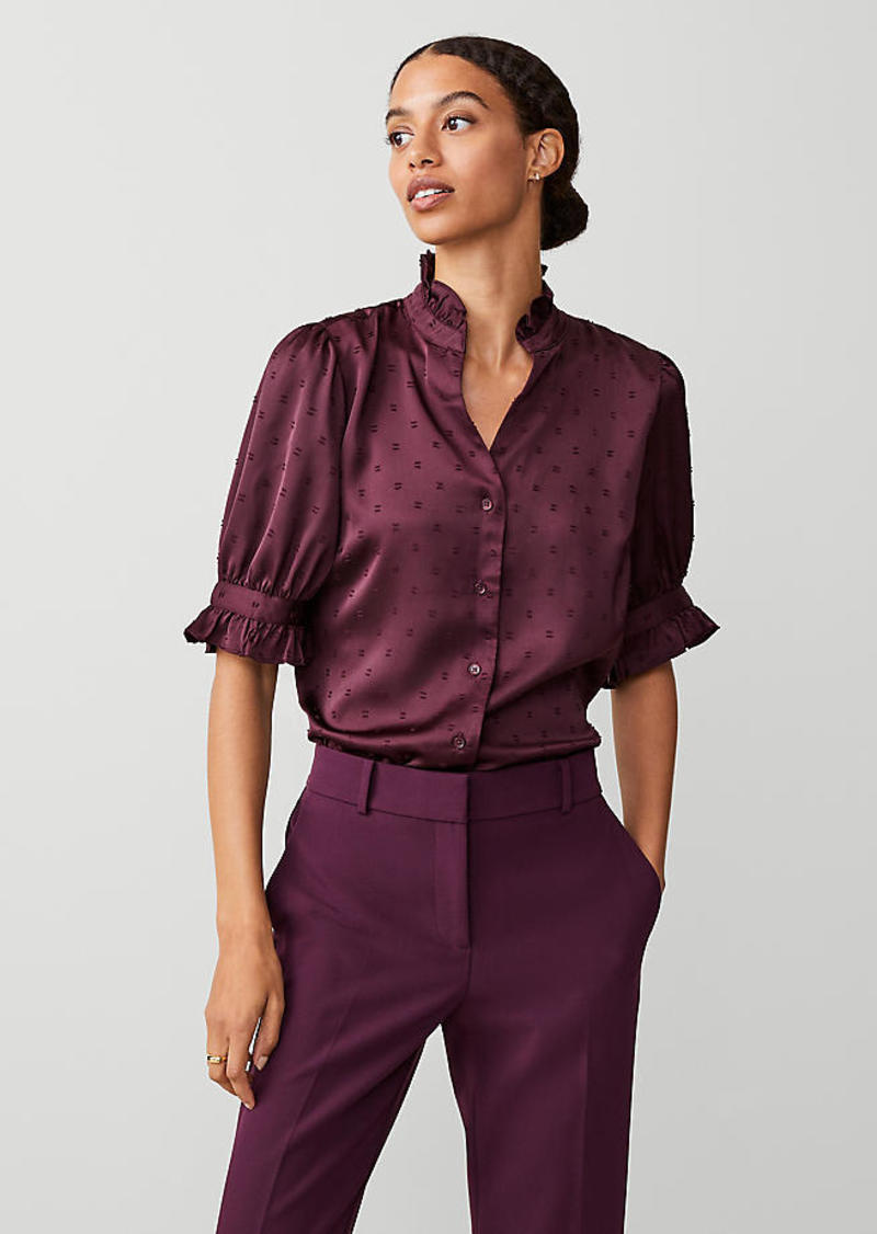 Ann Taylor Petite Ruffle Button Top