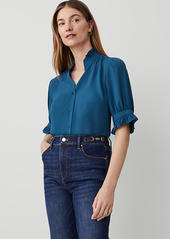 Ann Taylor Petite Ruffle Button Top