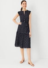 Ann Taylor Petite Ruffle Cutout Flare Midi Dress