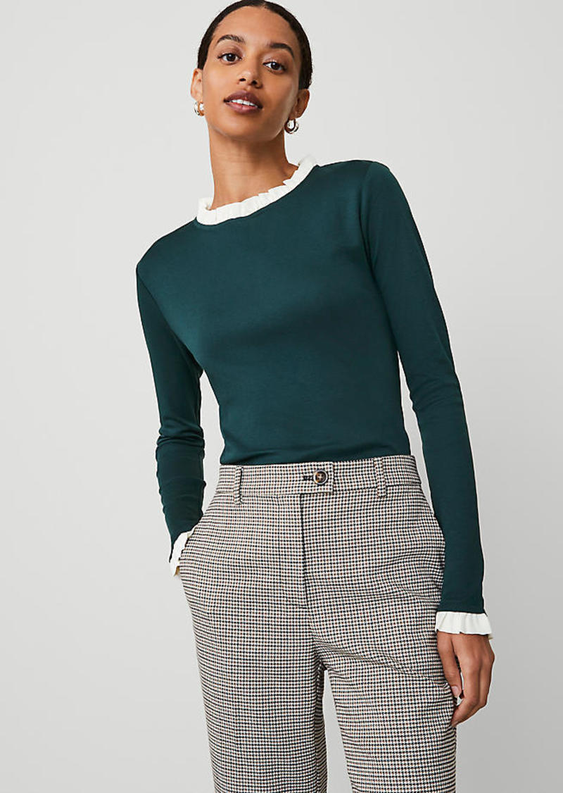 Ann Taylor Petite Ruffle Long Sleeve Top