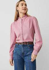 Ann Taylor Petite Corduroy Ruffle Neck Shirt