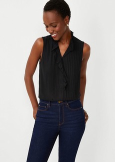 Ann Taylor Petite Ruffle Pintucked Popover Shell Top