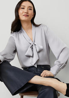 Ann Taylor Petite Satin Tie Neck Blouse