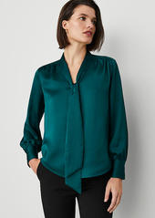 Ann Taylor Petite Satin Tie Neck Blouse