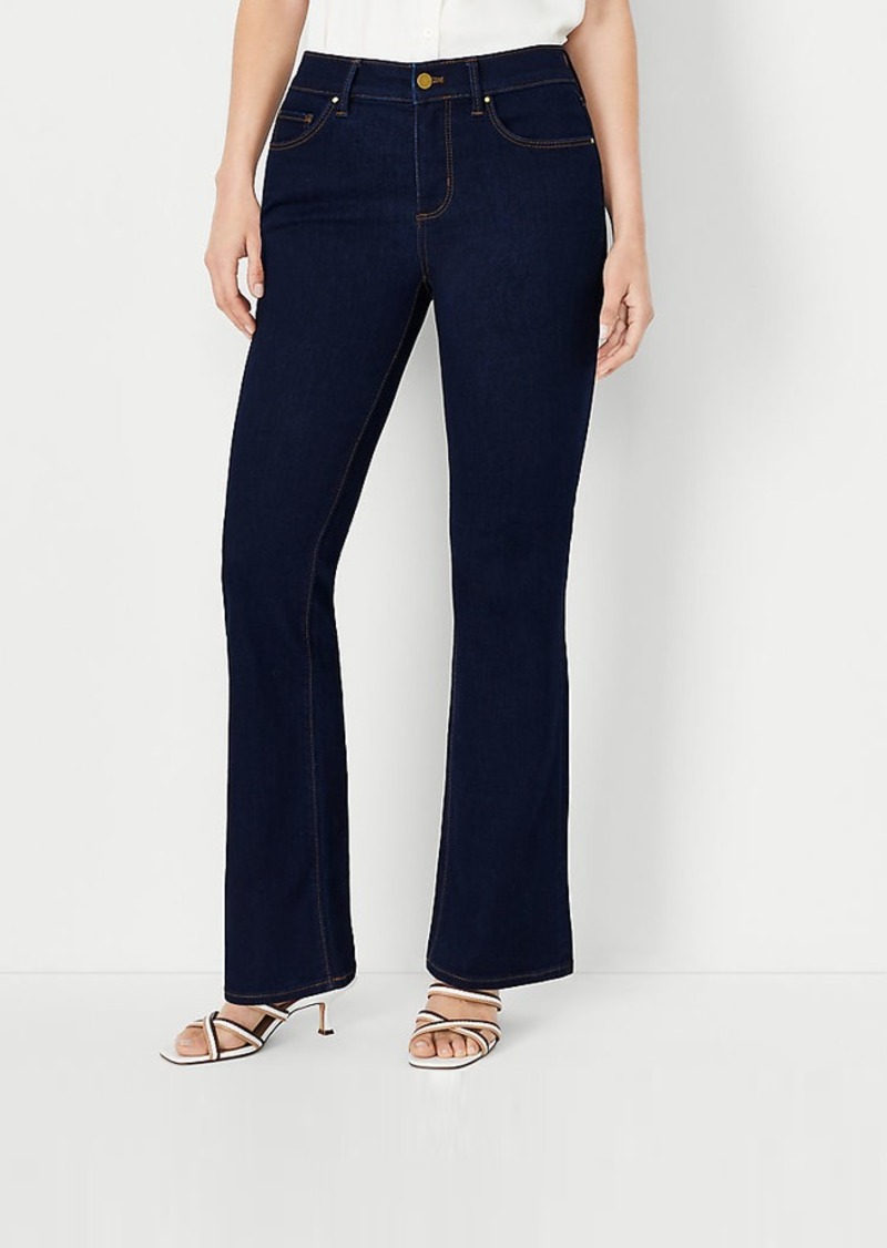 Ann Taylor Petite Mid Rise Boot Cut Jeans in Rinse Wash - Curvy Fit