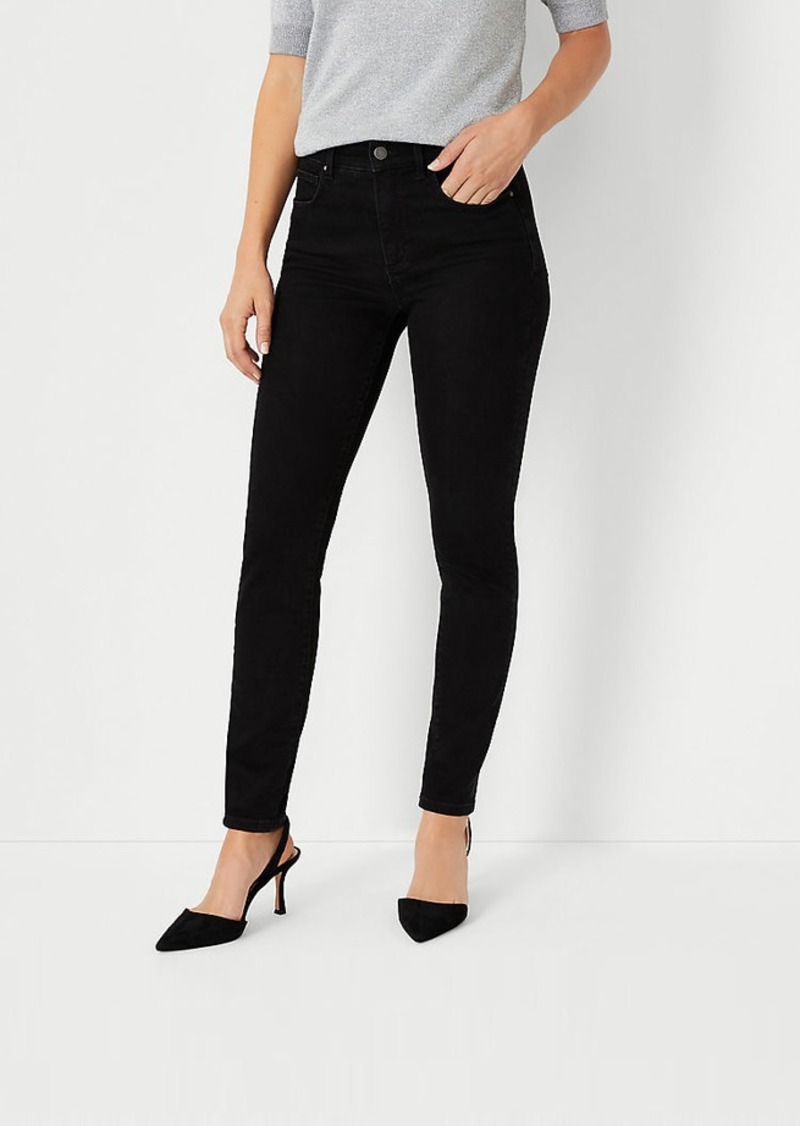 Ann Taylor Petite Mid Rise Skinny Jeans in Jet Black Wash