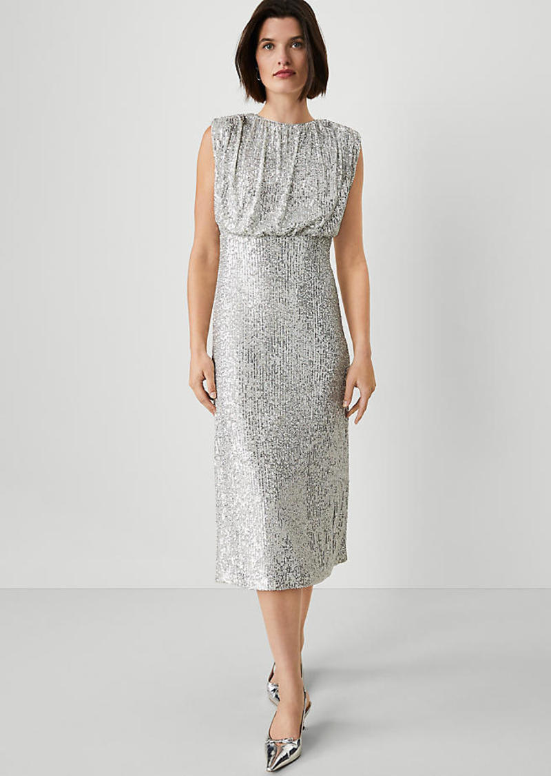 Ann Taylor Petite Cap Sleeve Sequin Midi Dress