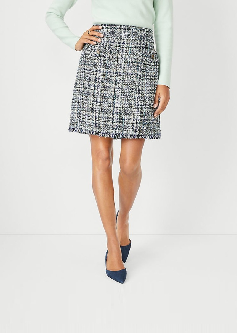Ann Taylor Petite Shimmer Fringe Tweed A-Line Pocket Skirt