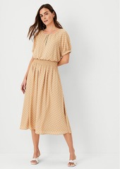 Ann Taylor Petite Smocked Raglan Sleeve Flare Midi Dress