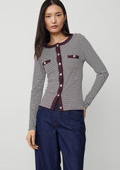 Ann Taylor Petite Stripe Button Knit Jacket