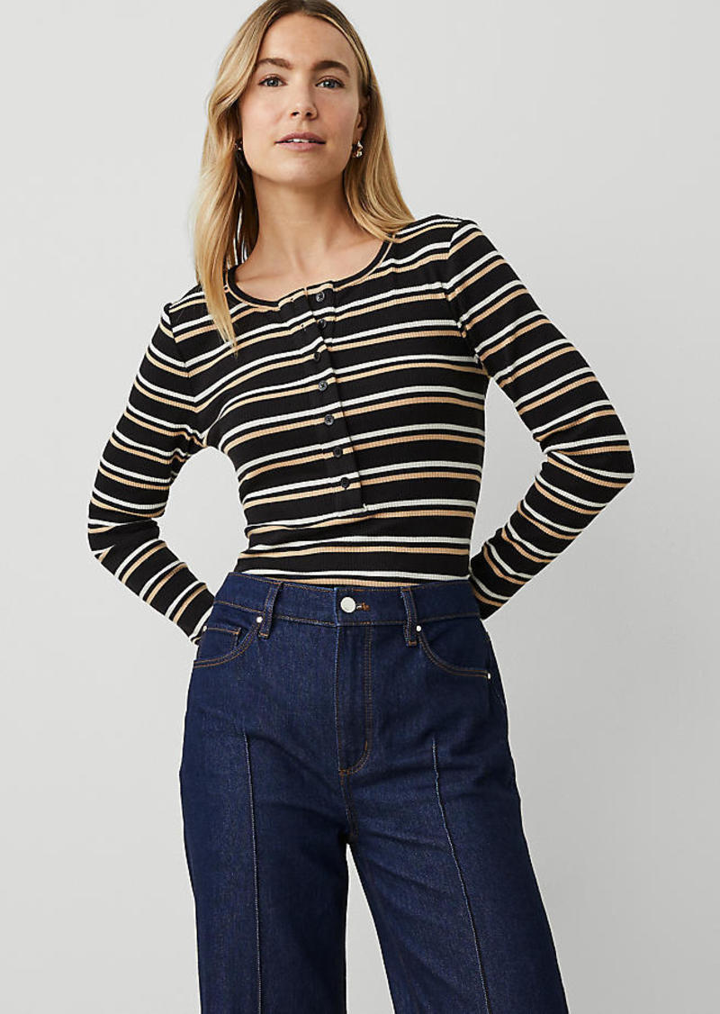 Ann Taylor Petite Stripe Henley Top